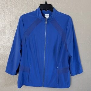 Weekends by Chicos SZ 2 Lightweight Full Zip Athleisure Jacket Blue Womens Large